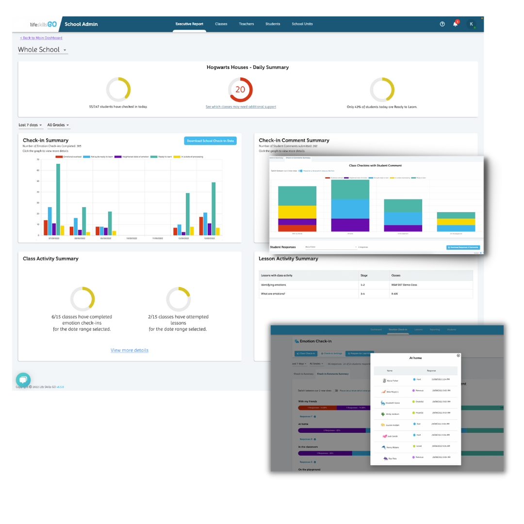 Life Skills GO Reporting dashboard