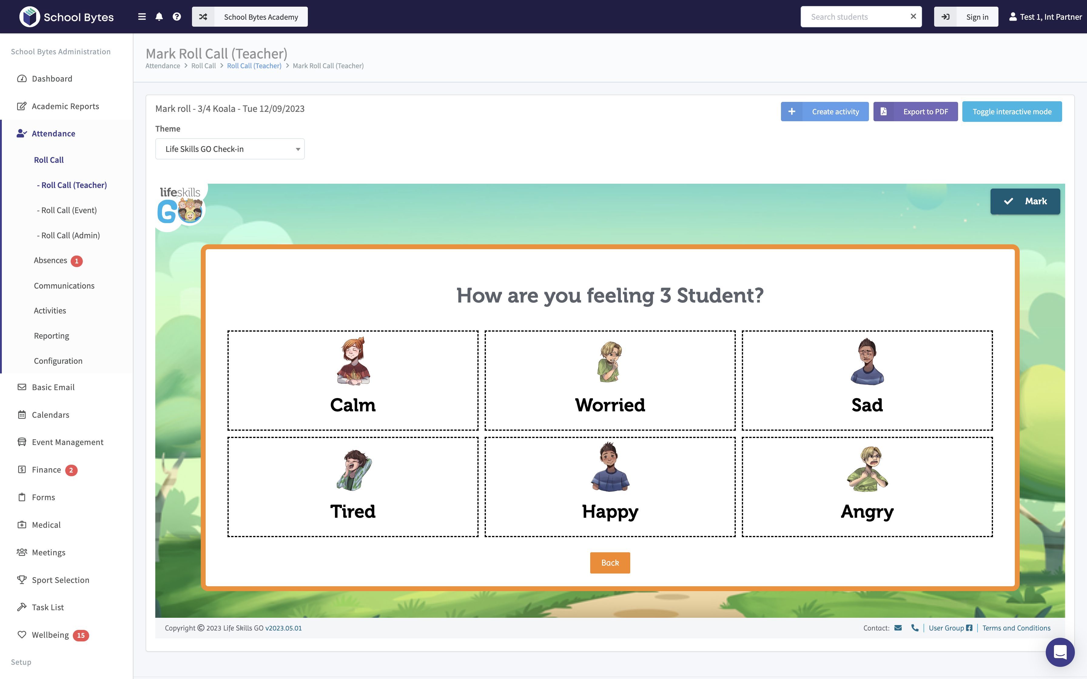 School Bytes check-in