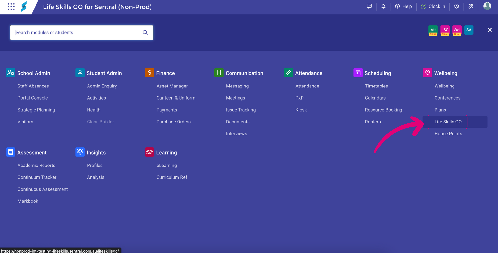 Sentral GO integration setup 1